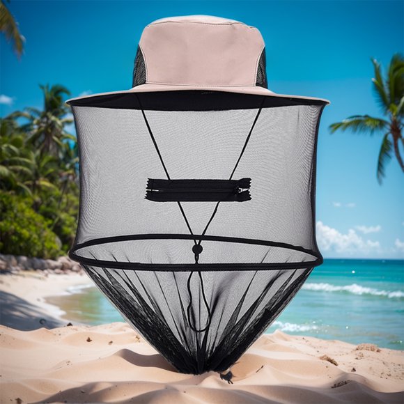 Peggybuy Mosquito Head Net Hat Midge Head Net Wide Brim Sun Protection Hat Quick Dry Beekeeping Protective Net Hat for Gardening Camping