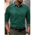 thumbnail image 2 of Stamzod Dressy Shirts for Men Fashion Solid Color Summer Long Sleeve Stretch Wrinkle-Free formal Shirt Business Casual Button Down Shirts Army Green XL, 2 of 7
