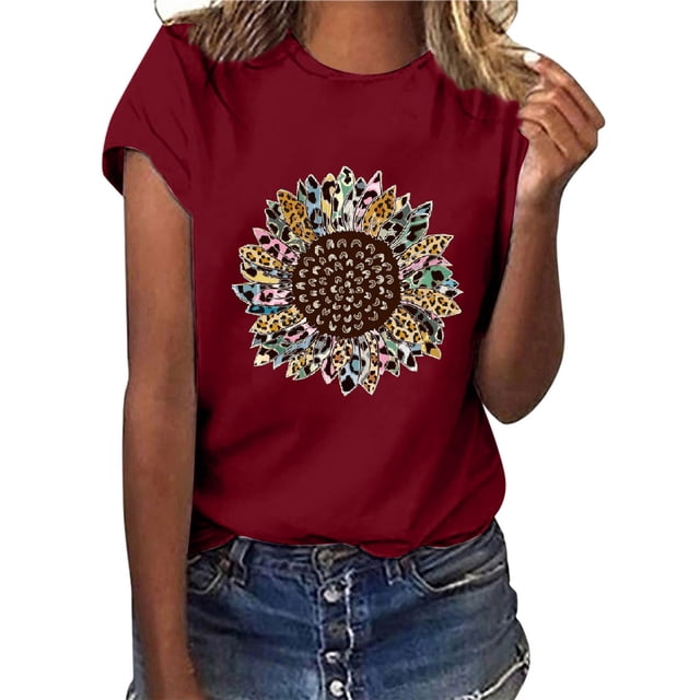 Pntutb Mujeres Casual Carta Impresión Mangas Cortas O-Cuello Camiseta Suelta Blusa tops Pntutb Pntutb-3404