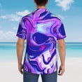 thumbnail image 6 of Daiia Swirl Print Blue Purple1 Hawaiian Shirt for Men Gentle Cotton Regular Short Sleeve Casual-Small, 6 of 9