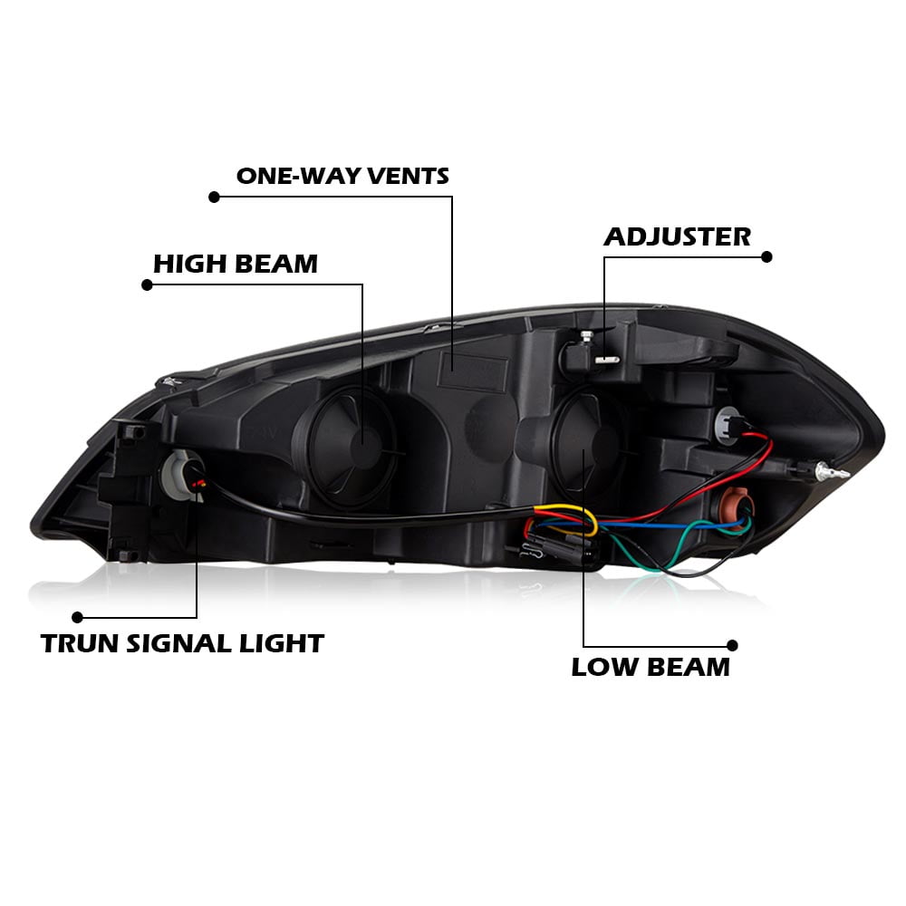 PIT66 LED Headlight Headlamp Clear Lens Chrome Housing Amber Reflector Fit for 06-07 Chevy Monte Carlo/06-13 Chevy Impala/14-16 Chevrolet Impala DRL Assembly Accessories