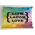 thumbnail image 1 of Live Laugh Love Pillow Sham Inspiring Wise Phrase in Parenthesis Colorful Out of Focus Dots Retro Style, Decorative Standard Size Printed Pillowcase, 26 X 20 Inches, Multicolor, by Ambesonne, 1 of 2