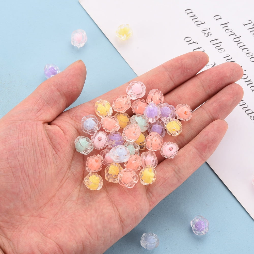 Transparent Acrylic Beads Bead in Bead Flower Mixed Color 11x11x11mm Hole: 2mm about 826pcs/500g