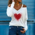 thumbnail image 2 of Pompotops Blouse Décontractée Imprimée Aguichant à Manches Longues Col en V Épaules Dénudées T-Shirt, 2 of 4