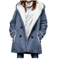 thumbnail image 3 of Spring Saving Clearance 2023!GaThRRgYP Womens Coat,Outerwear for Women under $10,Velvet Double Breasted Hooded Solid Color Mid Length Women's Solid Color Temperament Commuting Jacket, 3 of 4