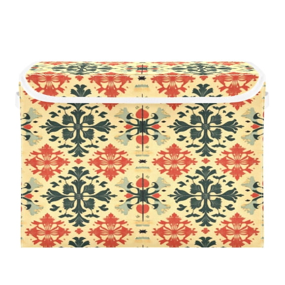 Storage Box With Lid 16.5x12.6x11.8In Foldable Stacked Household Storage Box Christmas Pattern
