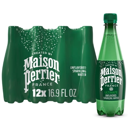 Maison Perrier Ultimate Sparkling Water, 16.9 fl oz Plastic Water Bottles, 12 Count