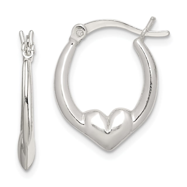 925 Sterling Silver Heart Oval Hoop Earrings Love