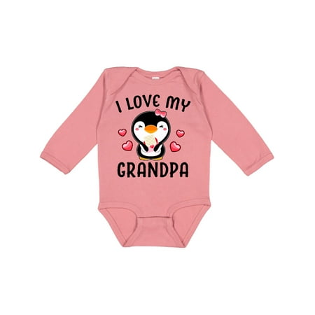 

Inktastic I Love My Grandpa with Cute Penguin and Hearts Gift Baby Girl Long Sleeve Bodysuit