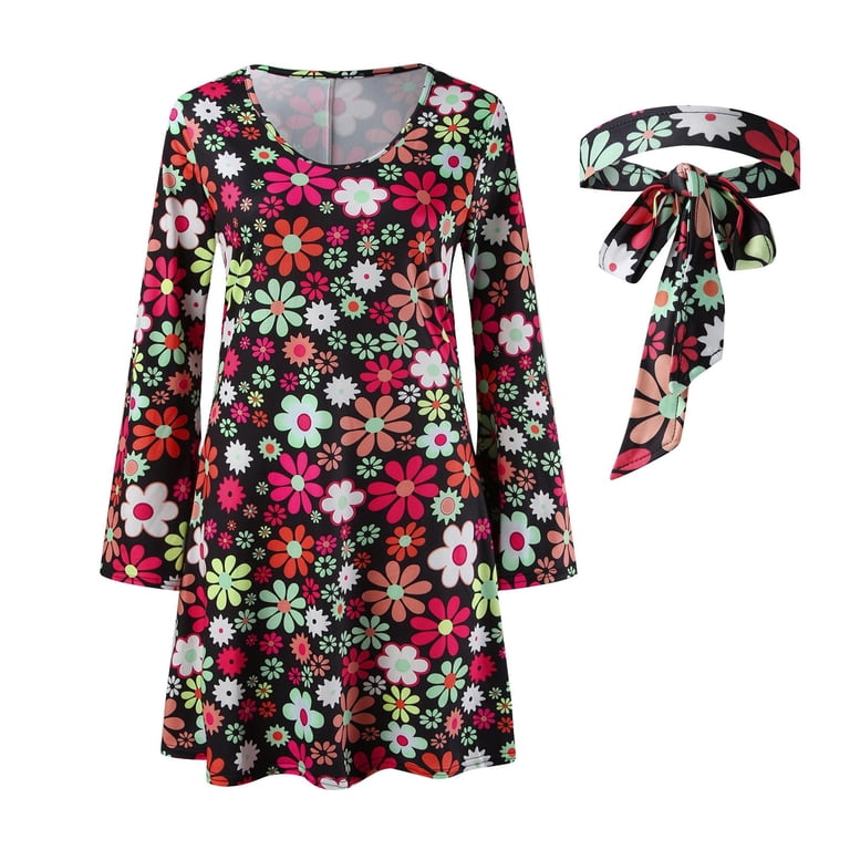 ZRBYWB Womens Dresses 70S Disco Outfit Women 70'S Disco Dress Hippie Clothes  Accessories Jewelry Party Dress - Walmart.com