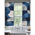 thumbnail image 2 of Blue Abstract Art Sheer Curtains 72 Inch Length 2 Panels Set, Black Navy Blue Geometric Voile Window Treatment Rod Pocket Curtains Sheers Drapes for Bedroom/Living Room/Kitchen 52"x72"x2, 2 of 7
