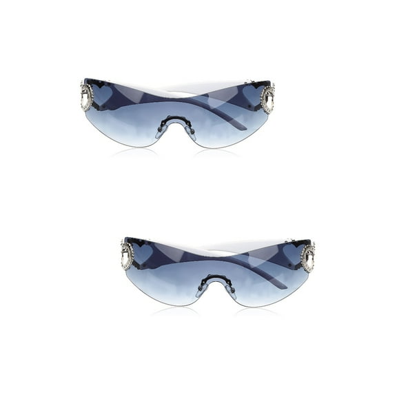 Masteelf 2pcs Frameless Sunglasses Trendy Summer Sunglasses Heart Rimless Glasses for Women