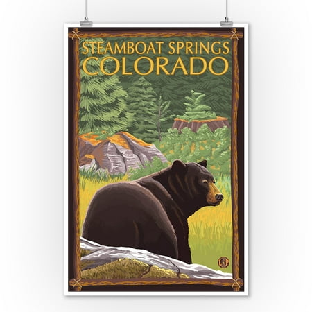 Steamboat Springs, Colorado - Bear in Forest - Lantern Press Artwork (9x12 Art Print, Wall Decor Travel