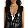 thumbnail image 3 of Time and Tru Women's Crochet Button Down Coverup, Size S/M, Black Soot, 3 of 4