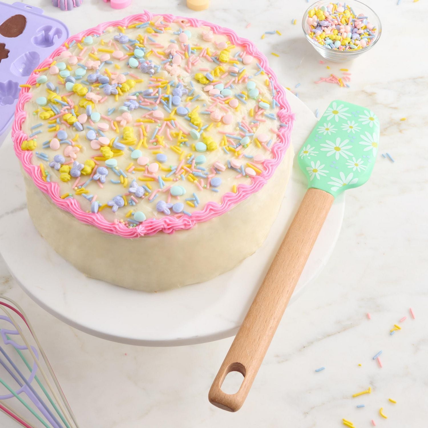 Way to Celebrate 12-inch Silicone Spatula, Flower, Green