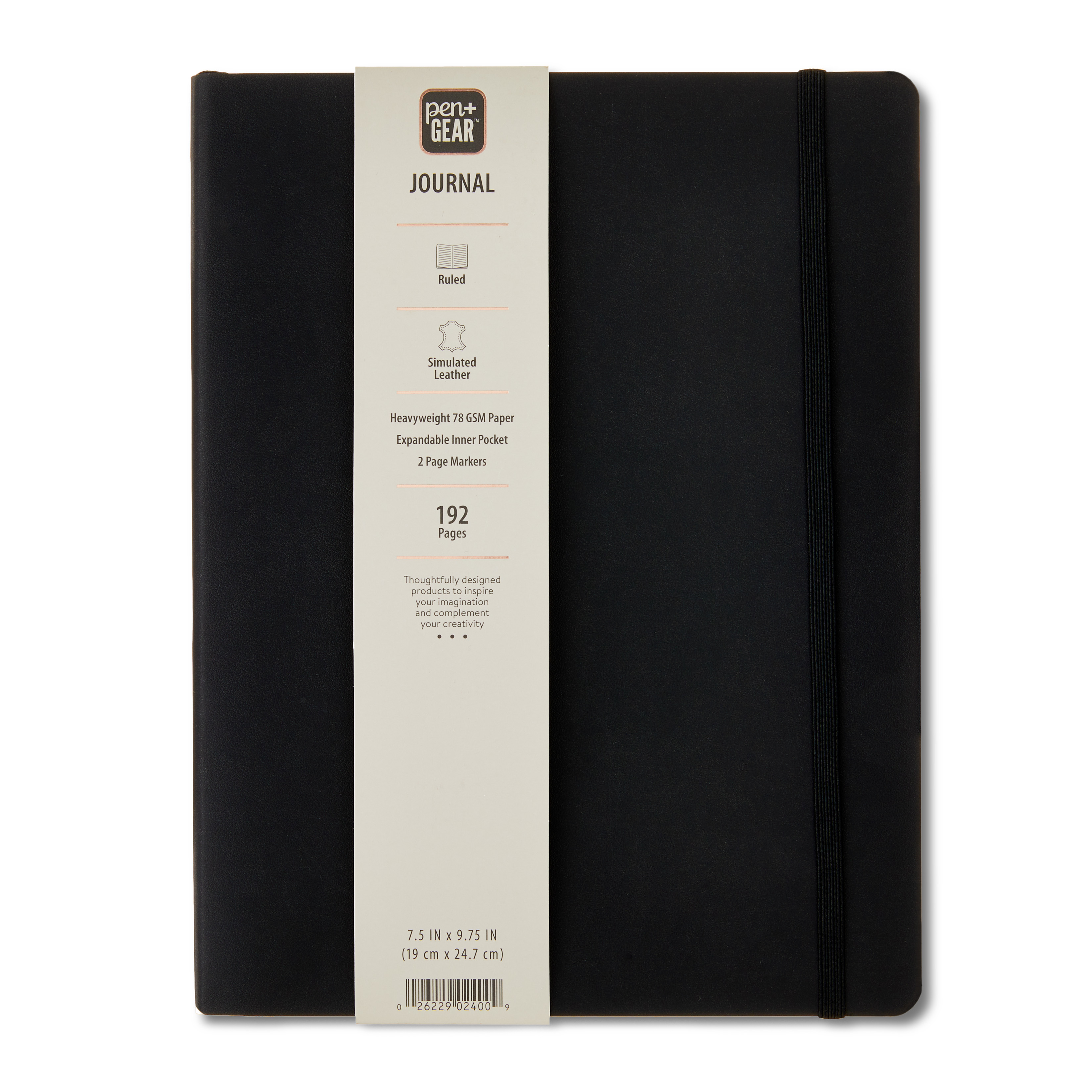 Pen+Gear Simulated Leather Journal, Black, 7.5" x 9.75" photo 1