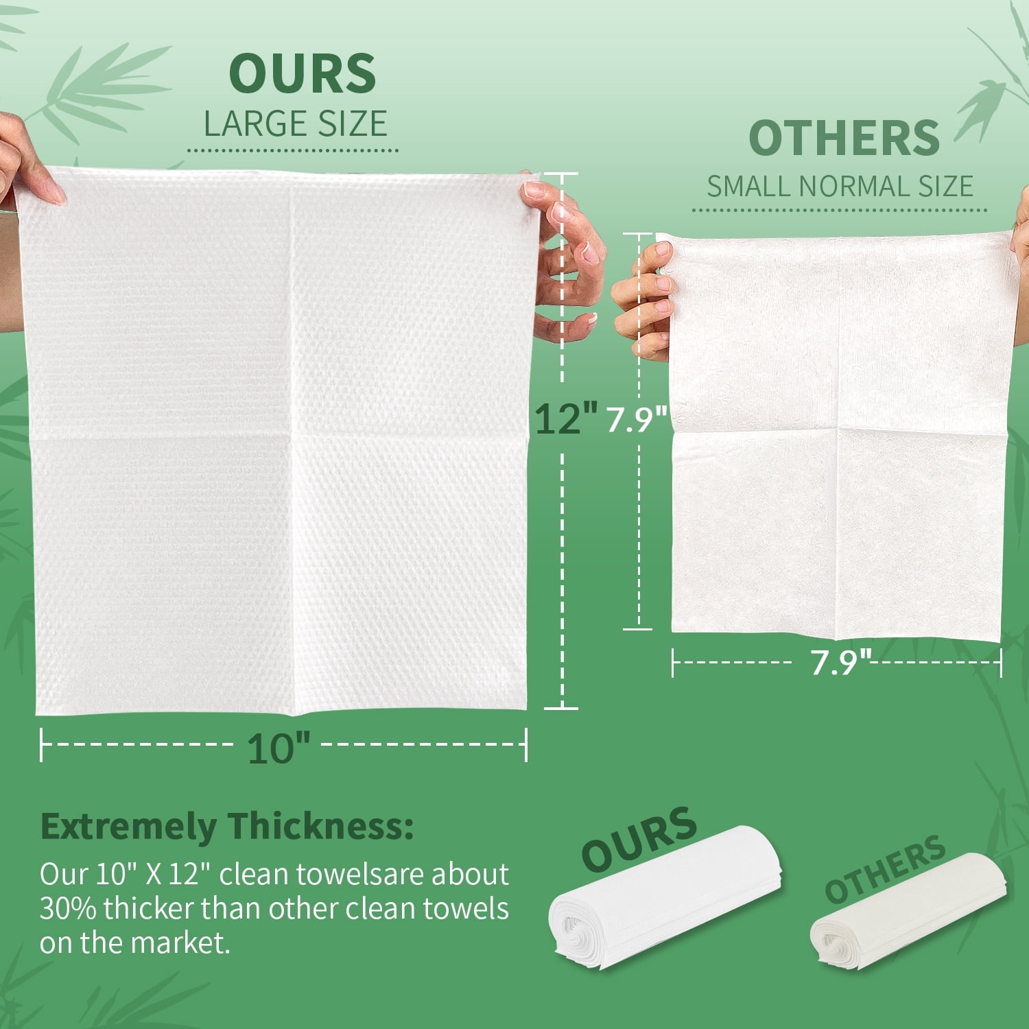 Yoneston 50 Count Disposable Facial Towels, 10" x 12" Biodegradable Large Face Dry Wipes Skin Clean for Sensitive Skin, Makeup Remover, Facial Cleansing, Nursing, Travel