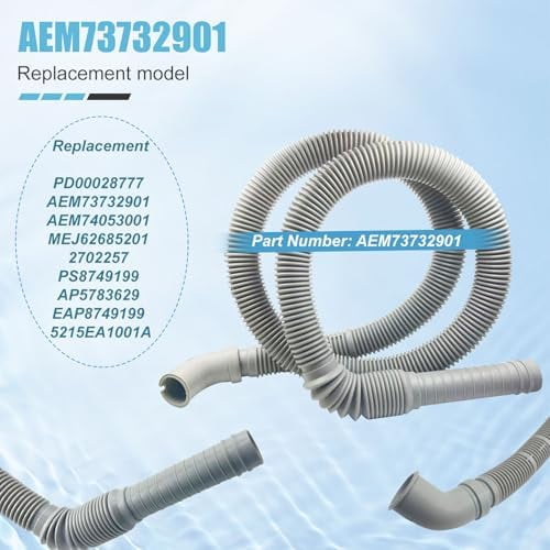 AEM73732901 Washer Drain Hose for LG Kenmore, Washing Machine Drain Hose Replacement, Replaces Parts Number AEM73732901 AEM74053001 MEGJ62685201 2702257 PS8749199 PS8749199$$Tools & Hardware Other