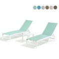 thumbnail image 2 of Pellebant  Outdoor 3-piece Aluminum Adjustable Back Chaise Lounge with Side Table Set Green, 2 of 5