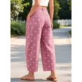 thumbnail image 5 of Women'S Polka-Dot Print High-Waist Seamed Wide-Leg Cropped Casual Pants Pink XXL, 5 of 7