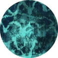 thumbnail image 1 of Ahgly Company Machine Washable Indoor Round Abstract Turquoise Blue Modern Area Rugs, 7' Round, 1 of 4