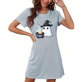 thumbnail image 1 of Taylonsss Chemise de Nuit Courte Grande Taille pour Femmes Halloween Imprimé Poitrine Col Rond Manches Courtes Saison Effrayant, 1 of 4