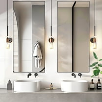 Lirago Rectangular Wall Mirror Set of 2, Bathroom Mirror with Aluminium Alloy Frame, Black