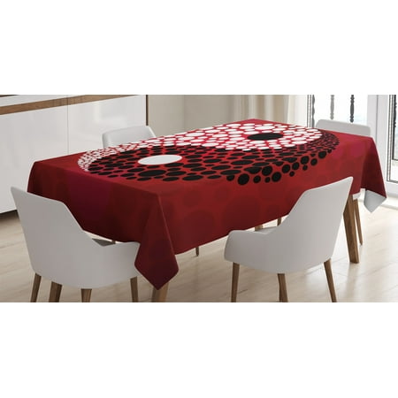 

Ying Yang Decor Tablecloth Abstract Graphic Circle Black and White Dots Pattern Cosmos and Energy Decor Art Rectangular Table Cover for Dining Room Kitchen 60 X 84 Inches Red by Ambesonne