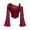 Red, variant on Women’S Asymmetrical One Shoulder Mesh Crop Top, Ruched Flare Long Sleeve Sexy Going Out T-Shirt with Built-In Cami, Soft Stretchy Polyester, 1pc, Sizes S M L XL XXL