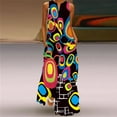 thumbnail image 2 of 3D Circle Bright Printed Maxi 3D Dresses Women New Summer Ladies Sleeveless V-neck Print Retro Dress Women's Clothing Robe, 2 of 6