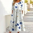 thumbnail image 2 of Edvintorg Women's Summer Short Sleeve Casual Dresses Round Neck Floral Party Dress With Pockets 2024 Vacation Outfits For Women On Clearance, 2 of 6