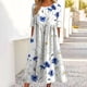 thumbnail image 1 of ICHUANYI ClearanceFashion Women Casual Sexy Round Neck Printing Summer Short Sleeve Pockets Dress(Dark Blue, M) ICHUANYI WER20232080504510, 1 of 6