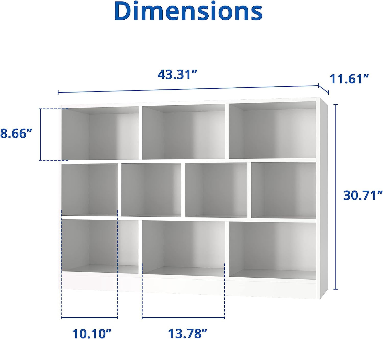 Cozy Castle Wood Bookshelf, 3-Tier Open Shelf Bookcase, 10 Cube Storage Organizer with Anti-Tilt Device, Freestanding Book Storage Shelves for Bedroom, Living Room,White