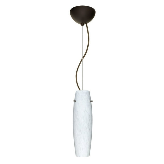 1KX-489719-BR-Besa Lighting-Suzi-One Light Cord Pendant with Flat Canopy-4.25 Inches Wide by 14.5 Inches High-Bronze Finish-Carrera Glass