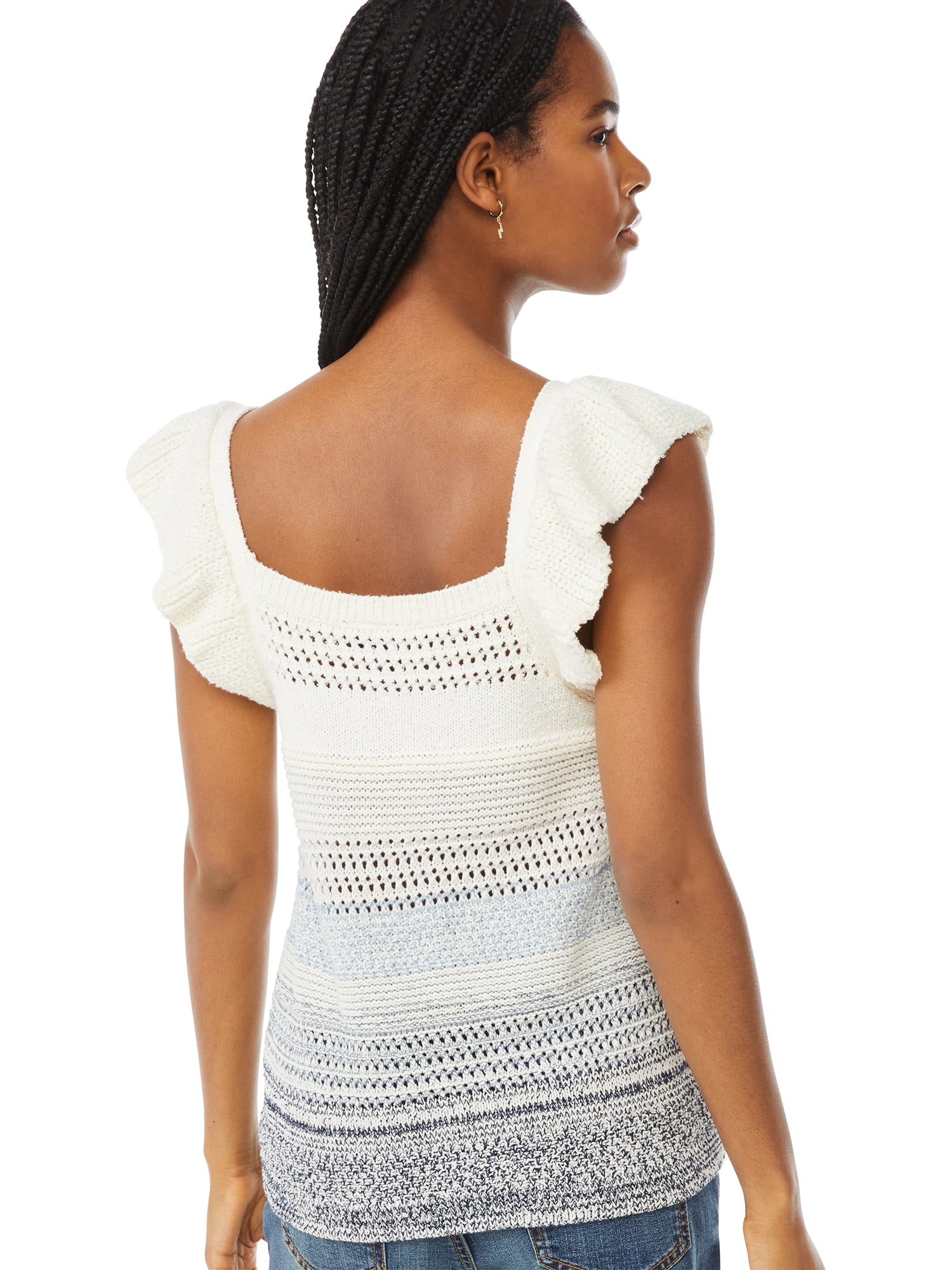 Scoop Women’s Ombre Tank Top with Flutter Sleeves