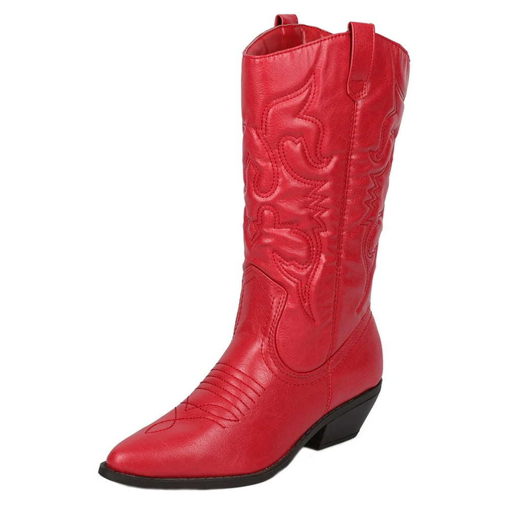 SODA Reno Red Soda Cowboy Western Stitched Boots Women Cowgirl Boots