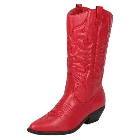 

Reno Red Soda Cowboy Western Stitched Boots Women Cowgirl Boots Pointy Toe Knee High