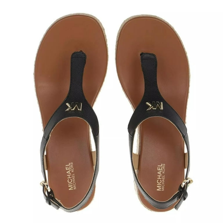 【Michael Kors】Laney Saffiano Leather Espadrille Sandal Michael Kors Women's Laney Thong Espadrille Wedge Sandals