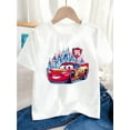 thumbnail image 2 of 1 Pce "Racing Lightning McQueen" T-Shirt Graphique pour Garçons et Filles - Mignon T-Shirt en Coton à Col Rond et Manches Courtes avec Design de Château et Voiture de Course, Cadeau Parfait pour Jeunes, Vêtements pour Jeunes / Dessin Animé, 2 of 6