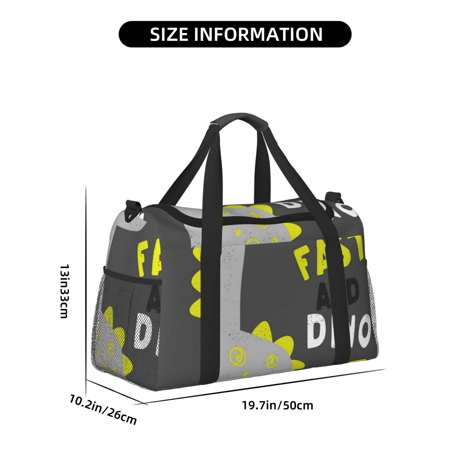 Fuzoiu Cute Dinosaur Print Travel Duffle Bag,Carry On Tote Bags,Duffel Bag,Sport Gym Bag, Hospital Bag for Labor and Delivery, Overnight Bag,Luggage Bag
