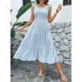 thumbnail image 3 of Women'S Summer Boho Striped Beach Dress Flounce Spaghetti Strap Flowy Swing Long Smocked Dress Light Blue XL, 3 of 8