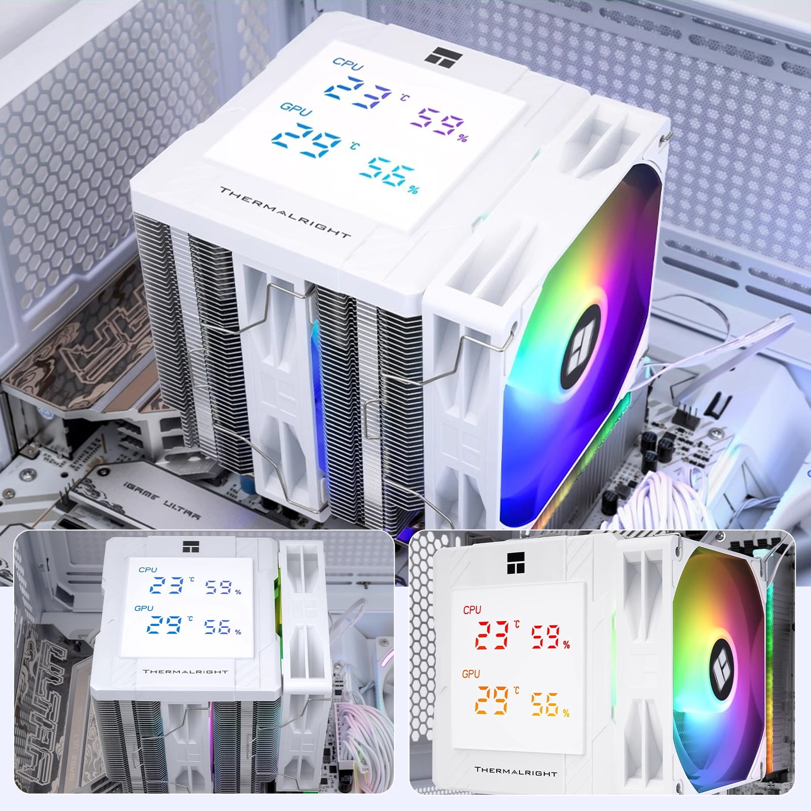 Peerless Assassin 120 Digital White ARGB CPU Air Cooler, Top Cover Digital Temperature Screen,6 Heatpipes | 1850RPM PWM Fans, for AM4/AM5,Intel LGA115X/1200/1700/1851