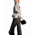 thumbnail image 2 of Women Wool Pea Coat Stand Collar Single Breasted Trench Overcoat Jackets with Belt Gray M, 2 of 8