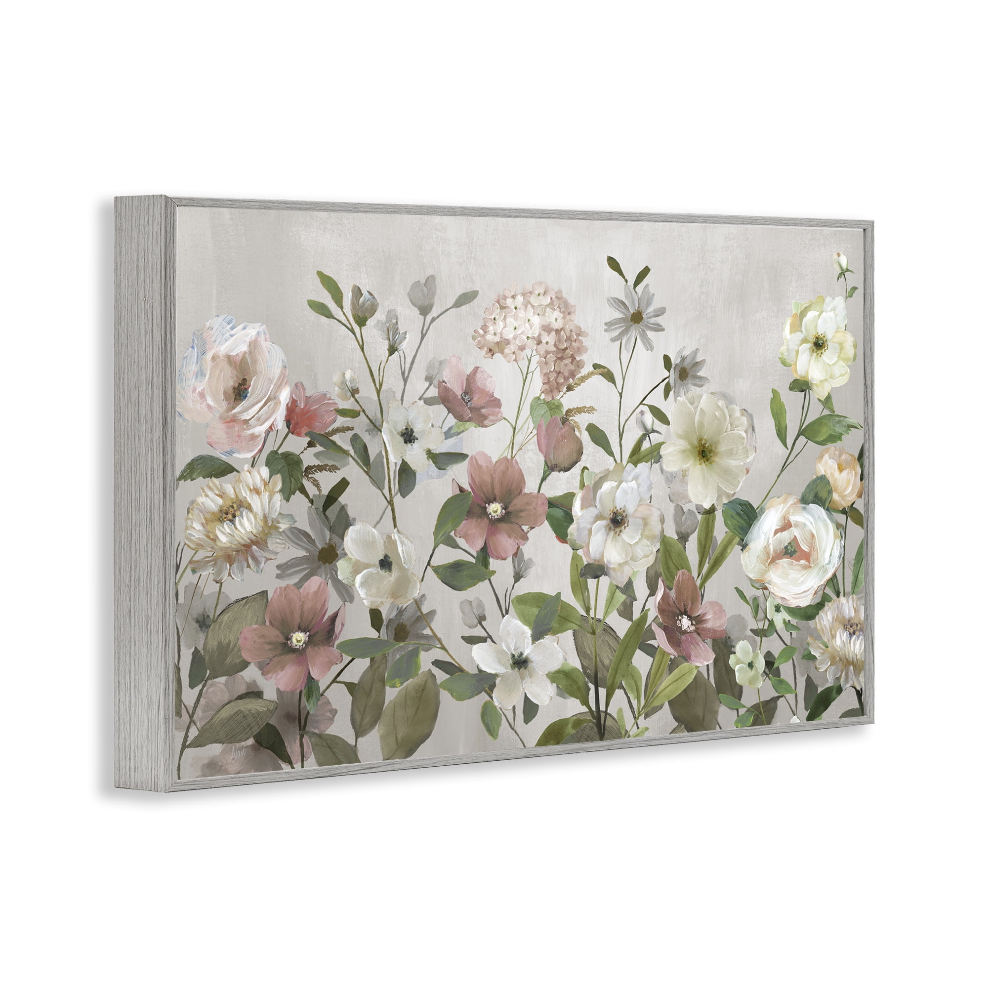 Stupell Industries Garden Meadow Arrangement Gray Framed Giclee Art, design by Nan