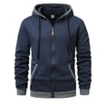 thumbnail image 4 of KHONTS,Men's Full Zip Drawstring Oversized Hoodies Fall Lined Hooded Sweatshirts Casual Loose Fit Fashion Pullovers with Pockets Navy XL, 4 of 5