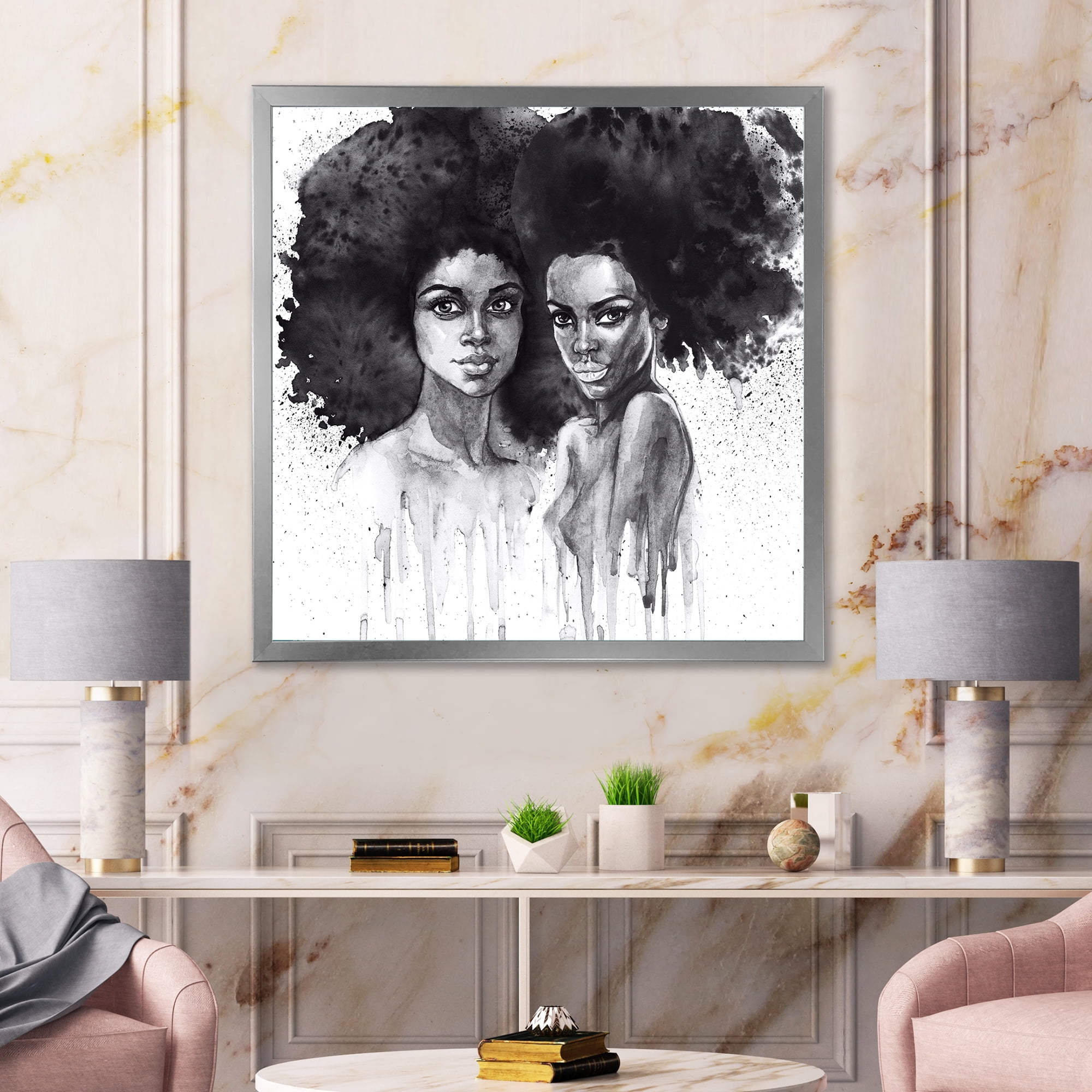 Designart 'Portrait of Afro American Woman XI' Modern Framed Art Print