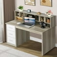 thumbnail image 6 of DreamCurship 47 in White Computer Desk, Home Office Desk with Hutch Shelf, Wood Study Writhing Desk with 3 Drawers for Home Office, Oak White, 6 of 7