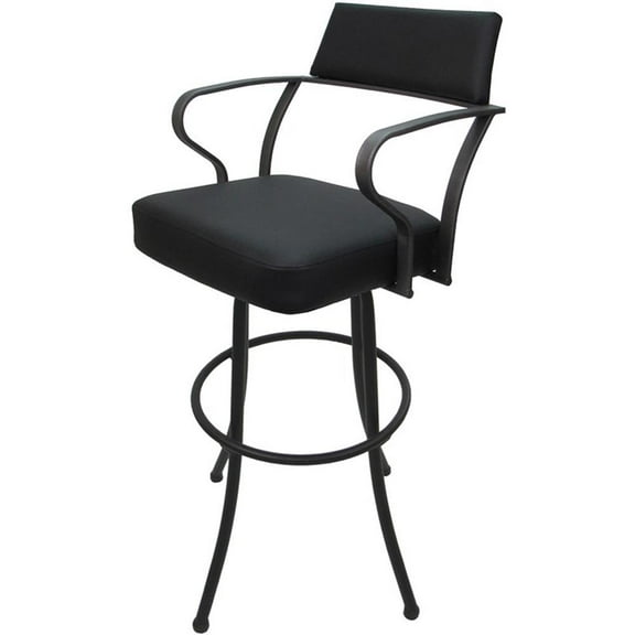 Carolina Extra Tall 34" Swivel Metal Bar Stool - Black Vinyl - Gray Frame