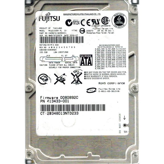 Fujitsu MHV2100BH 100GB P/N: CA06672-B25500C1 DATE: 2006-07