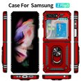 thumbnail image 2 of Allytech Rugged Case for Samsung Galaxy Z Flip6, Military Grade Protection Shockproof Cover with Metal Rotatable Ring Stand, Magnetic Car Mount Holder Case for Samsung Galaxy Z Flip6 - Red, 2 of 8